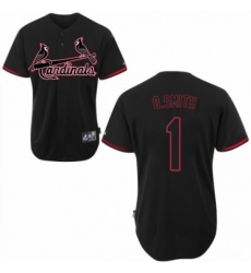 Men's Majestic St. Louis Cardinals #1 Ozzie Smith Authentic Black Fashion MLB Jersey