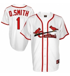 Men's Majestic St. Louis Cardinals #1 Ozzie Smith Authentic White Cooperstown Throwback MLB Jersey