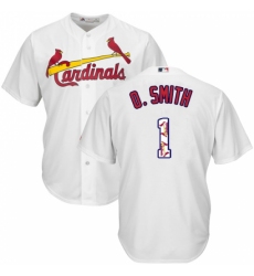 Men's Majestic St. Louis Cardinals #1 Ozzie Smith Authentic White Team Logo Fashion Cool Base MLB Jersey
