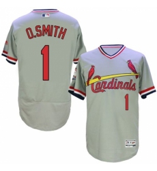 Men's Majestic St. Louis Cardinals #1 Ozzie Smith Grey Flexbase Authentic Collection Cooperstown MLB Jersey