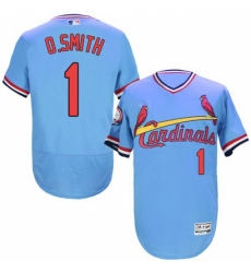 Men's Majestic St. Louis Cardinals #1 Ozzie Smith Light Blue Flexbase Authentic Collection Cooperstown MLB Jersey