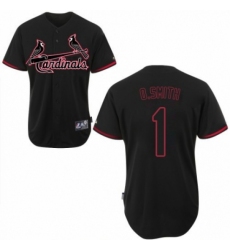 Men's Majestic St. Louis Cardinals #1 Ozzie Smith Replica Black Fashion MLB Jersey