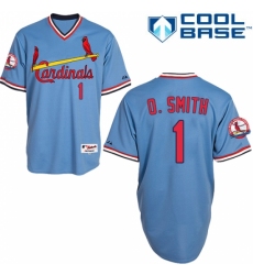 Men's Majestic St. Louis Cardinals #1 Ozzie Smith Replica Blue 1982 Turn Back The Clock MLB Jersey