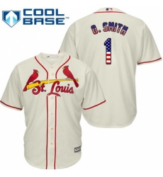 Men's Majestic St. Louis Cardinals #1 Ozzie Smith Replica Cream USA Flag Fashion MLB Jersey