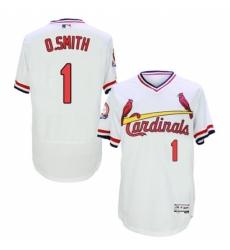 Men's Majestic St. Louis Cardinals #1 Ozzie Smith White Flexbase Authentic Collection Cooperstown MLB Jersey