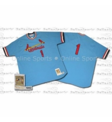 Men's Mitchell and Ness 1982 St. Louis Cardinals #1 Ozzie Smith Replica Blue Throwback MLB Jersey