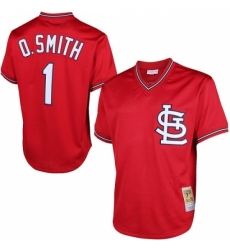 Men's Mitchell and Ness 1996 St. Louis Cardinals #1 Ozzie Smith Authentic Red Throwback MLB Jersey