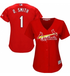 Women's Majestic St. Louis Cardinals #1 Ozzie Smith Authentic Red Alternate Cool Base MLB Jersey