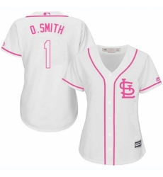 Women's Majestic St. Louis Cardinals #1 Ozzie Smith Replica White Fashion Cool Base MLB Jersey