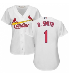 Women's Majestic St. Louis Cardinals #1 Ozzie Smith Replica White Home Cool Base MLB Jersey