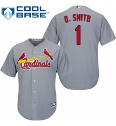 Youth Majestic St. Louis Cardinals #1 Ozzie Smith Authentic Grey Road Cool Base MLB Jersey