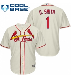 Youth Majestic St. Louis Cardinals #1 Ozzie Smith Replica Cream Alternate Cool Base MLB Jersey