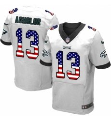 Men's Nike Philadelphia Eagles #13 Nelson Agholor Elite White Road USA Flag Fashion NFL Jersey