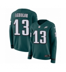 Women's Nike Philadelphia Eagles #13 Nelson Agholor Limited Green Therma Long Sleeve NFL Jersey
