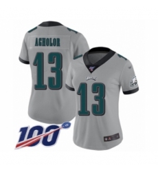 Women's Philadelphia Eagles #13 Nelson Agholor Limited Silver Inverted Legend 100th Season Football Jersey