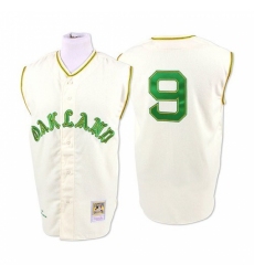 Men's Mitchell and Ness 1968 Oakland Athletics #9 Reggie Jackson Authentic Cream Throwback MLB Jersey