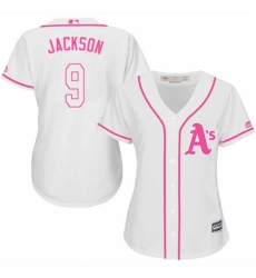 Women's Majestic Oakland Athletics #9 Reggie Jackson Authentic White Fashion Cool Base MLB Jersey