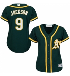 Women's Majestic Oakland Athletics #9 Reggie Jackson Replica Green Alternate 1 Cool Base MLB Jersey