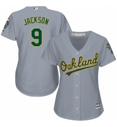 Women's Majestic Oakland Athletics #9 Reggie Jackson Replica Grey Road Cool Base MLB Jersey