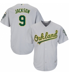 Youth Majestic Oakland Athletics #9 Reggie Jackson Replica Grey Road Cool Base MLB Jersey