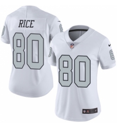 Women's Nike Oakland Raiders #80 Jerry Rice Limited White Rush Vapor Untouchable NFL Jersey