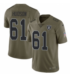 Men's Nike Oakland Raiders #61 Rodney Hudson Limited Olive 2017 Salute to Service NFL Jersey
