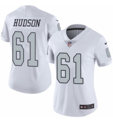 Women's Nike Oakland Raiders #61 Rodney Hudson Limited White Rush Vapor Untouchable NFL Jersey