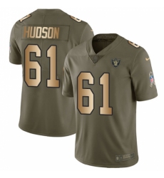 Youth Nike Oakland Raiders #61 Rodney Hudson Limited Olive/Gold 2017 Salute to Service NFL Jersey