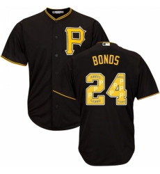 Men's Majestic Pittsburgh Pirates #24 Barry Bonds Authentic Black Team Logo Fashion Cool Base MLB Jersey