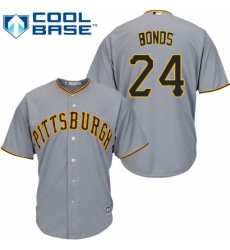 Men's Majestic Pittsburgh Pirates #24 Barry Bonds Replica Grey Road Cool Base MLB Jersey