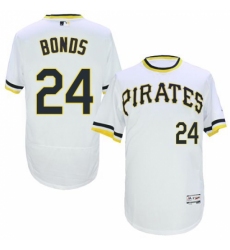 Men's Majestic Pittsburgh Pirates #24 Barry Bonds White Flexbase Authentic Collection Cooperstown MLB Jersey