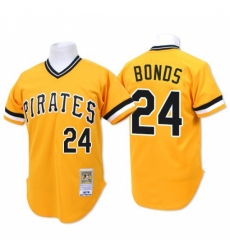 Men's Mitchell and Ness Pittsburgh Pirates #24 Barry Bonds Replica Gold Throwback MLB Jersey