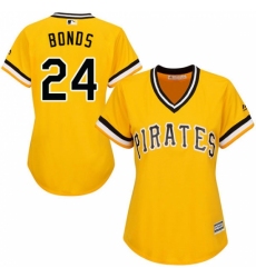 Women's Majestic Pittsburgh Pirates #24 Barry Bonds Authentic Gold Alternate Cool Base MLB Jersey
