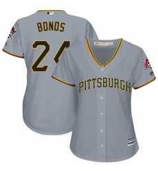 Women's Majestic Pittsburgh Pirates #24 Barry Bonds Authentic Grey Road Cool Base MLB Jersey