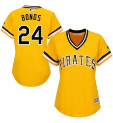 Women's Majestic Pittsburgh Pirates #24 Barry Bonds Replica Gold Alternate Cool Base MLB Jersey