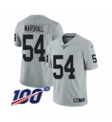 Men's Oakland Raiders #54 Brandon Marshall Limited Silver Inverted Legend 100th Season Football Jersey