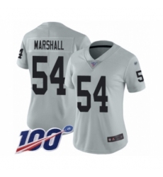 Women's Oakland Raiders #54 Brandon Marshall Limited Silver Inverted Legend 100th Season Football Jersey