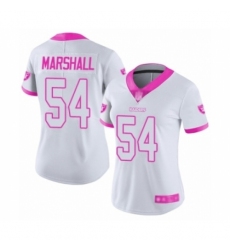 Women's Oakland Raiders #54 Brandon Marshall Limited White Pink Rush Fashion Football Jersey