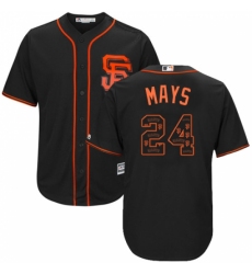 Men's Majestic San Francisco Giants #24 Willie Mays Authentic Black Team Logo Fashion Cool Base MLB Jersey