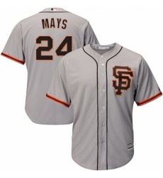 Men's Majestic San Francisco Giants #24 Willie Mays Replica Grey Road 2 Cool Base MLB Jersey
