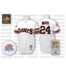 Men's Mitchell and Ness San Francisco Giants #24 Willie Mays Authentic White Throwback MLB Jersey