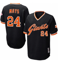 Men's Mitchell and Ness San Francisco Giants #24 Willie Mays Replica Black Throwback MLB Jersey