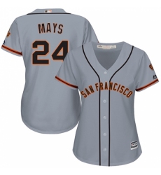 Women's Majestic San Francisco Giants #24 Willie Mays Authentic Grey Road Cool Base MLB Jersey