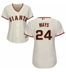 Women's Majestic San Francisco Giants #24 Willie Mays Replica Cream Home Cool Base MLB Jersey