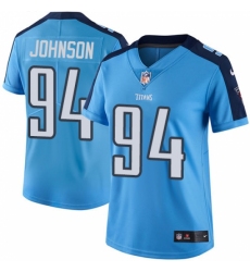 Women's Nike Tennessee Titans #94 Austin Johnson Limited Light Blue Rush Vapor Untouchable NFL Jersey