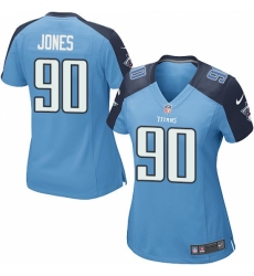 Women's Nike Tennessee Titans #90 DaQuan Jones Game Light Blue Team Color NFL Jersey