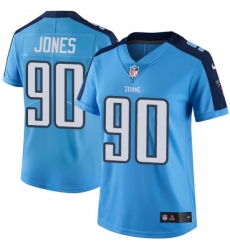 Women's Nike Tennessee Titans #90 DaQuan Jones Limited Light Blue Rush Vapor Untouchable NFL Jersey