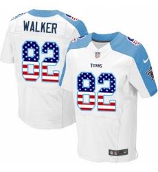 Men's Nike Tennessee Titans #82 Delanie Walker Elite White Road USA Flag Fashion NFL Jersey