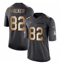 Men's Nike Tennessee Titans #82 Delanie Walker Limited Black/Gold Salute to Service NFL Jersey