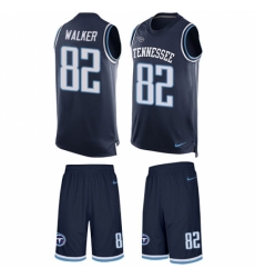 Men's Nike Tennessee Titans #82 Delanie Walker Limited Navy Blue Tank Top Suit NFL Jersey